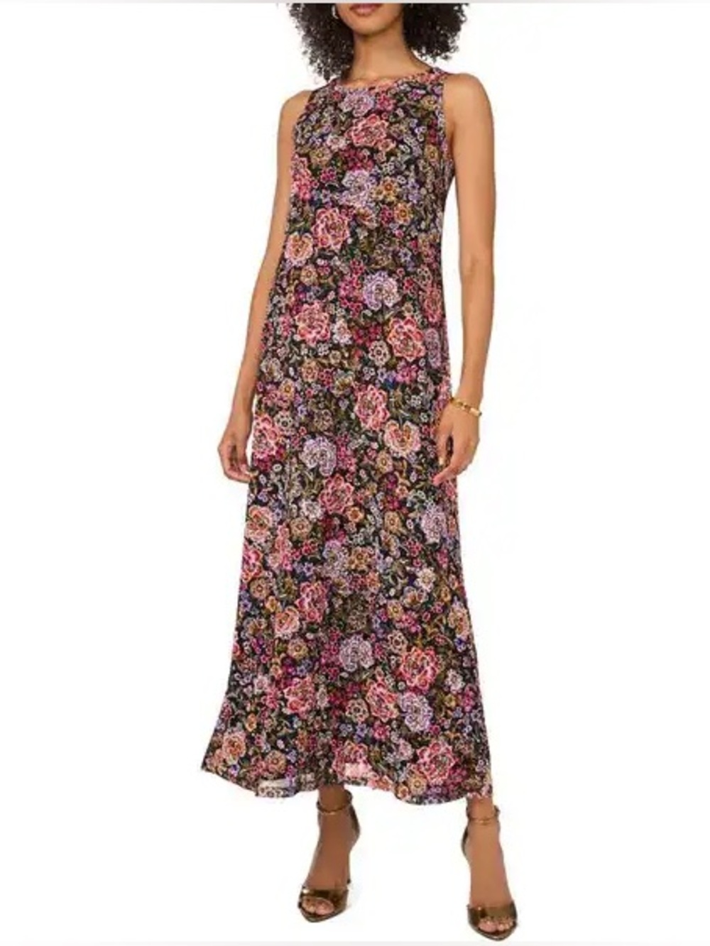 ❤️ NWOT! Vince Camuto Stretch Mesh Floral Sleeveless Maxi Dress